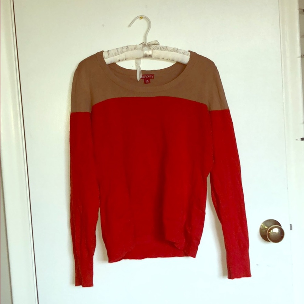 RED AND TAN SOFT SWEATER